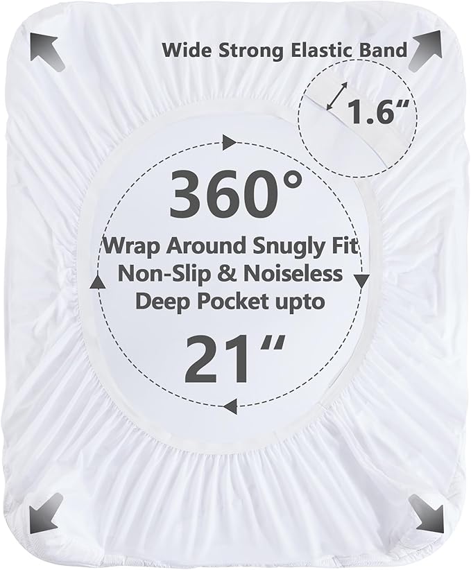 Full Size Mattress Pad Waterproof, Cooling Mattress Topper for Double Bed, Pillow Top Quilted Fitted Mattress Protector Cover with 8-21" Deep Pocket (54x75 inch, White)