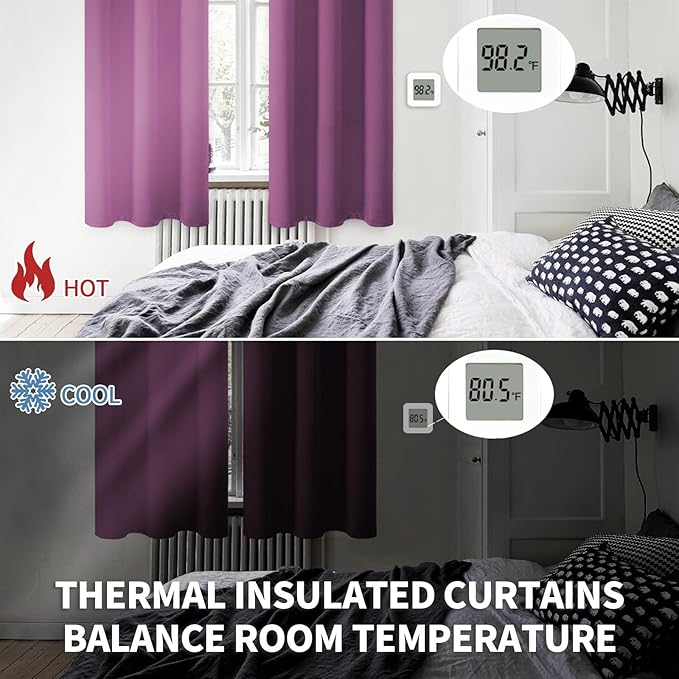 BGment Room Darkening Curtains 84 Inches Long - Grommet Thermal Insulated Drapes Window Treatment Curtains for Bedroom, 2 Panels, 52 x 84 Inch, Eggplant Purple