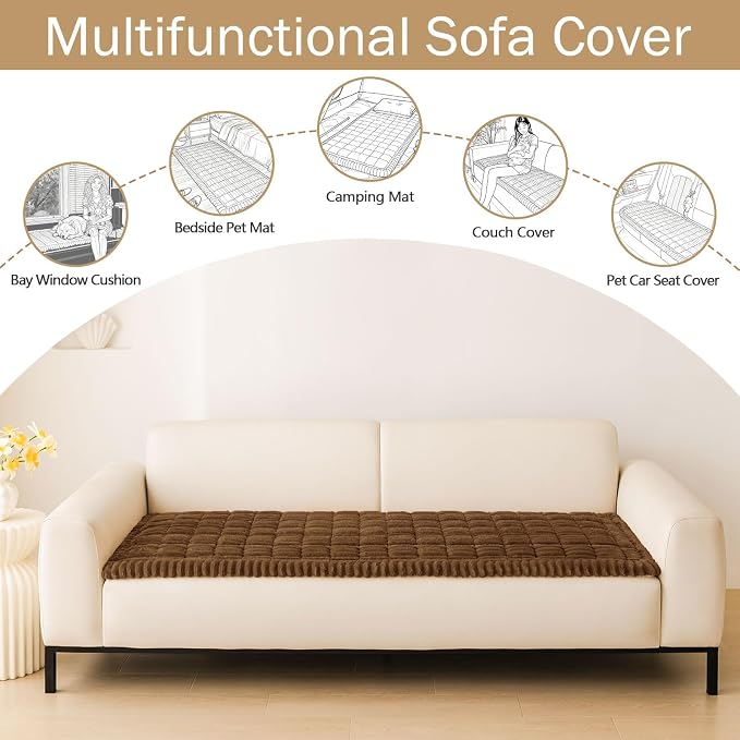 Couch Cover for Dogs, Washable Non Slip Plush Flannel Sofa Protector | Thick - Image 3