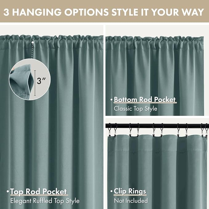 MIULEE Dusty Blue Blackout Curtains 4 Panels Set 72 Inch Length Bedroom | - Image 8