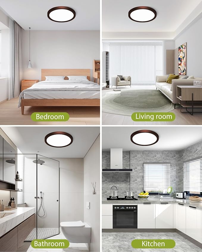 hepside 4PACK Flush Mount LED Ceiling Light Fixture Oil Rubbed Bronze, 12Inch 28W, Dimmable 3000K-4500K-6000K 3 Color Ceiling Lamp 3200LM Low Profile Ceiling Light for Kitchen Bedroom Hallway
