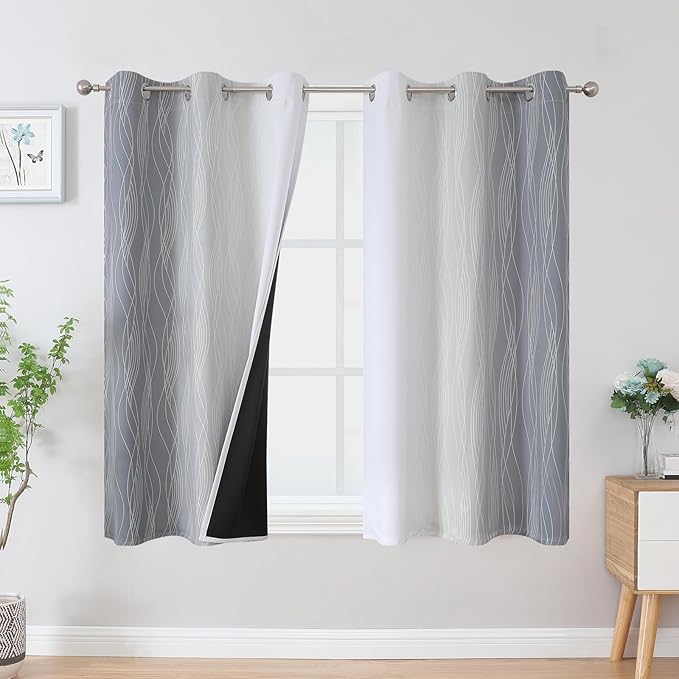 Grey and Greyish White Ombre Blackout Curtains by ESTELARTEXTILER