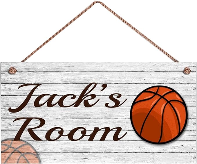 Personalized Signs Basketball Sign Wall Decor Decorations for Kids Room Baby Bedroom Game Room Custom Name Wooden Sign for Boys Room…