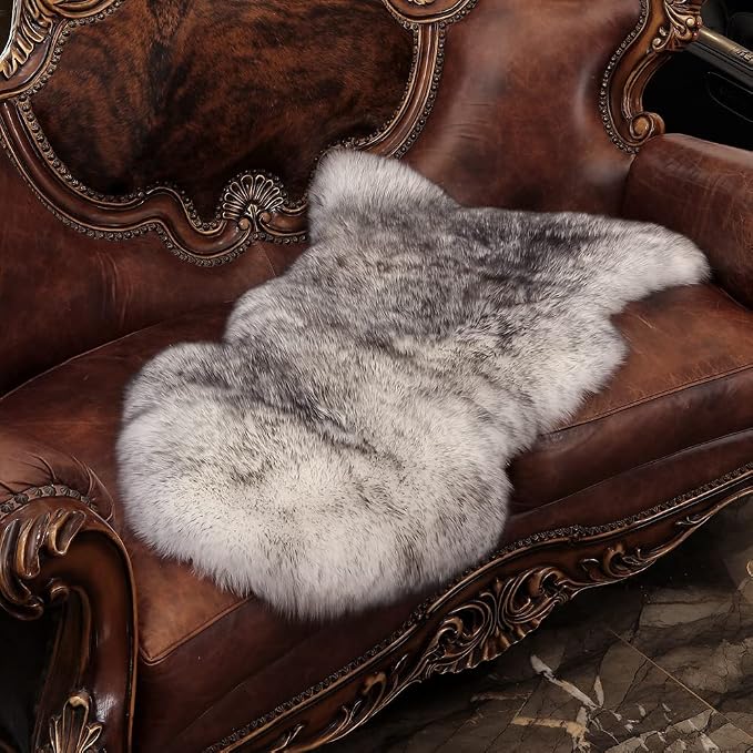 IRIWOOL Premium Genuine Fur Sheepskin Rug Real Australia Sheepskin Natural - Image 6