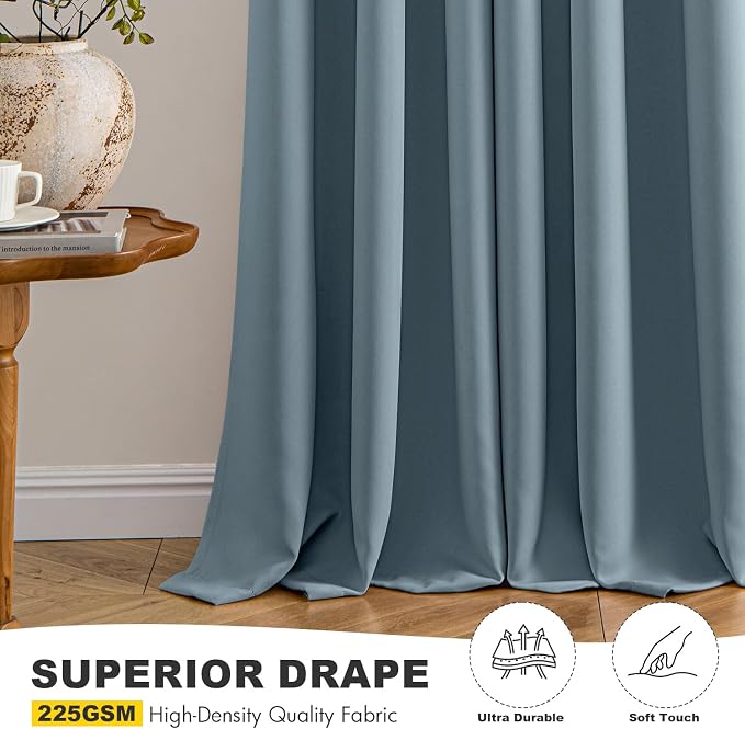 MIULEE Blackout Curtains for Bedroom 2 Panel 40 x 72 Inch Long Greyish Blue | - Image 5