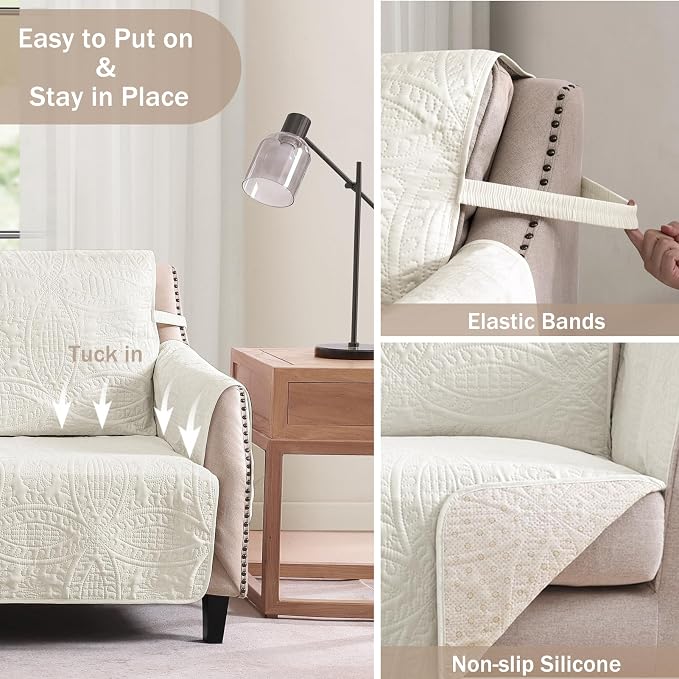 Quilted Grand Sofa Covers for 4 Cushion Couch, Couch Cover for Grand Sofa - Image 5