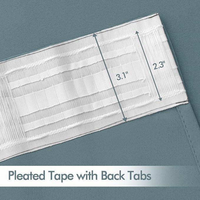 MIULEE Greyish Blue Back Tab Blackout Curtains 52x96 Inch Long 2 Panels Set | - Image 4