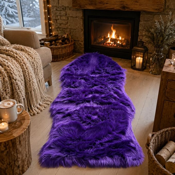EasyJoy Faux Sheepskin Rug, Fluffy Faux Fur Rug, Ultra Soft Shag Area Rug by EasyJoy