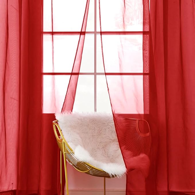 SpaceDresser Sheer Voile Window Treatment Rod Pocket Curtain Panels - Image 3