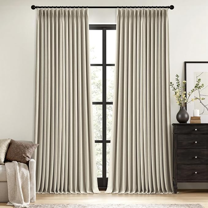 MIULEE Burlywood Birch Pinch Pleated 100% Blackout Curtains 40x102 Inches | by MIULEE