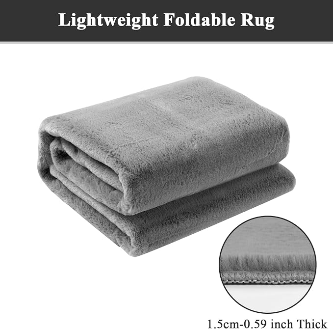 SHACOS Ultra Soft Faux Rabbit Fur Area Rugs 4x6 - Image 6