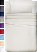 DREAMCARE Twin XL Sheet Sets – 3pcs Cooling Sheets – up to 21” Extra Deep Pocket Twin XL Sheets Set – Hotel Luxury Sheets & Pillowcases – Superior Softness 100% Fine Microfiber with Side Pocket –Ivory