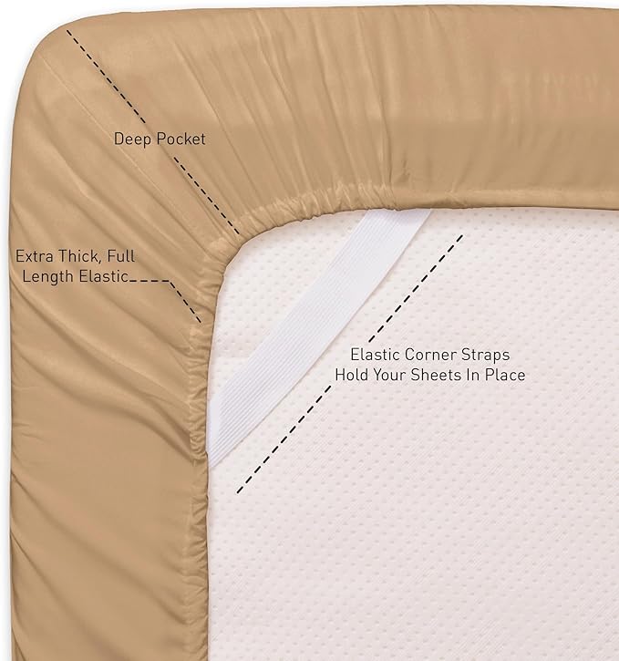 California King Sheet Sets - Breathable Luxury Sheets with Full Elastic & Secure Corner Straps Built In - 1800 Supreme Collection Cal King Deep Pocket Bedding Set, Sheet Set, California King, Taupe