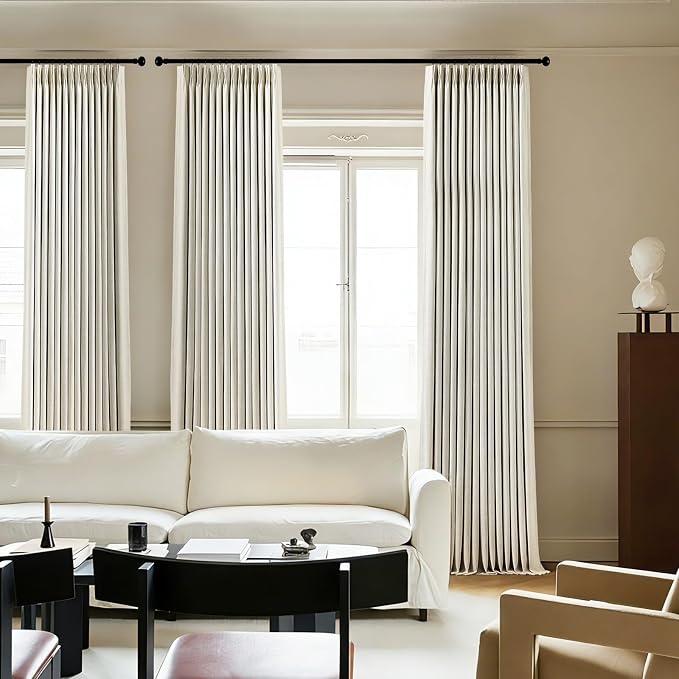 100% Blackout Pinch Pleated Linen Curtains 105 Inches Long - Image 6