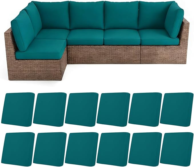 HEBE Outdoor Cushion Covers 12 Pcs, Stretch Patio Sofa Couch Cushion Cover | by HEBE