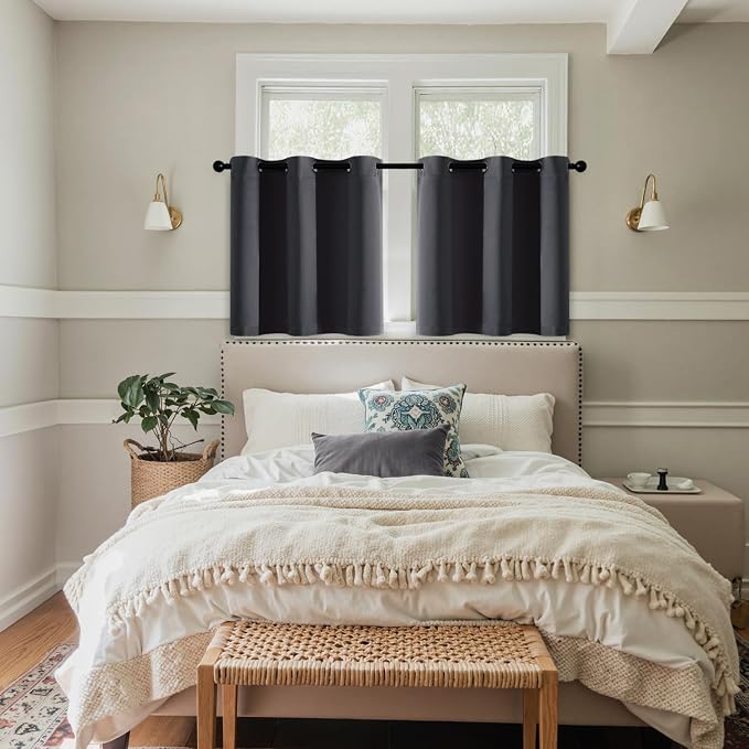 MIULEE Blackout Curtains for Bedroom 2 Panels 40 x 36 Inch Long Dark Grey | - Image 7