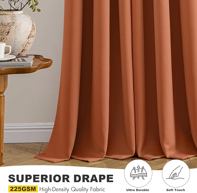 MIULEE Fall Blackout Curtains for Bedroom 2 Panels 40 x 84 Inch Long Rust | - Image 5
