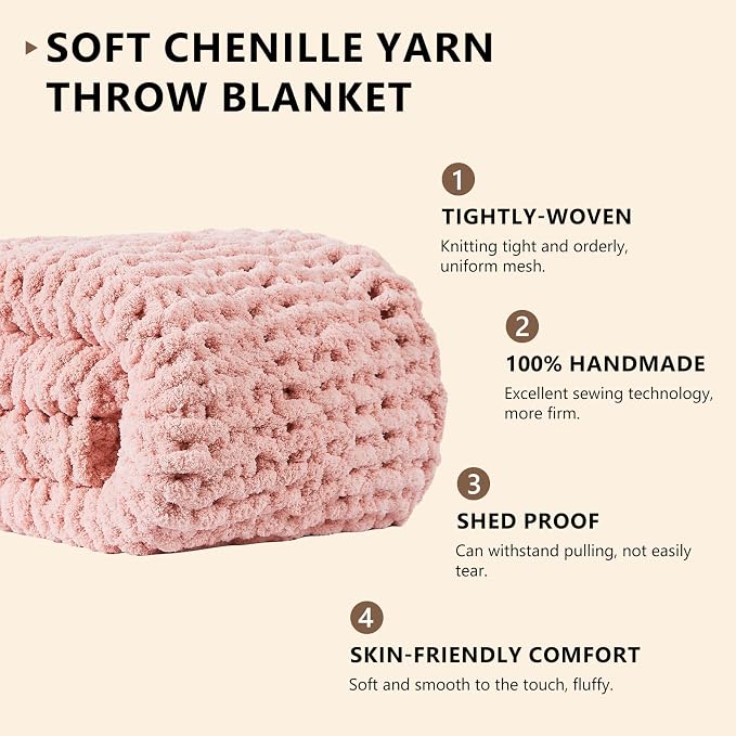 L'AGRATY Chunky Knit Throw Blanket - Image 2