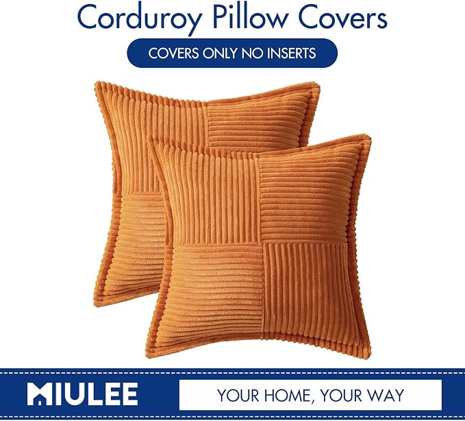 MIULEE Fall Burnt Orange Decorative Throw Pillow Covers 16x16 Inch 2 Pack | - Image 6