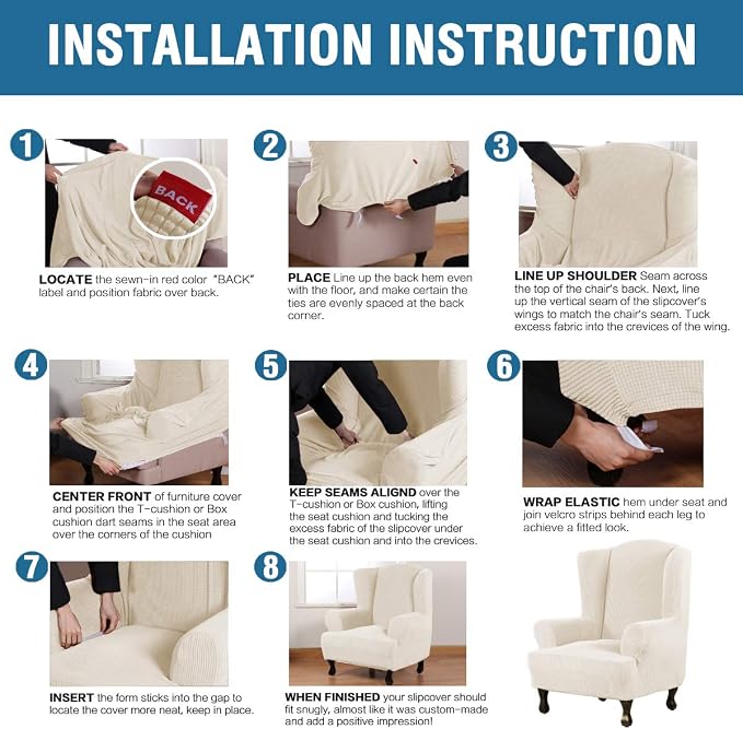 H.VERSAILTEX Wing Chair Slipcover Chair Covers - Image 6