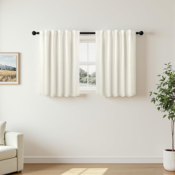 Pitalk Short Linen Blackout Curtains 24 Inch Length 2 Panels by Pitalk