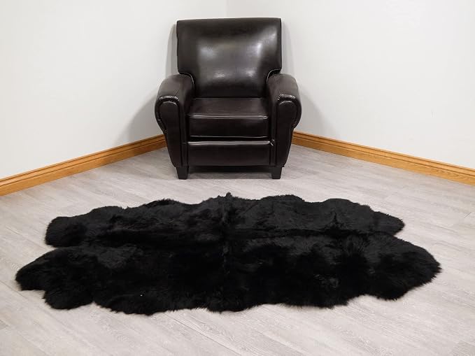 HUAHOO Premium Genuine Sheepskin Rug Black Real Australia Sheepskin Natural - Image 5