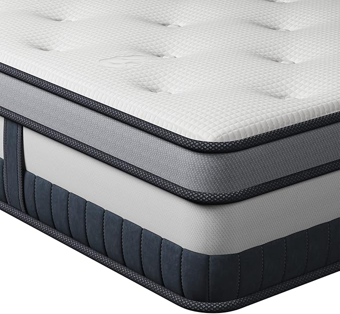 Vesgantti Full Mattress 10 Inch Innerspring Multilayer Hybrid Full Size Mattress - Ergonomic Design with Memory Foam and Pocket Spring Mattresses Full Size - Box Top Series Medium Firm Feel