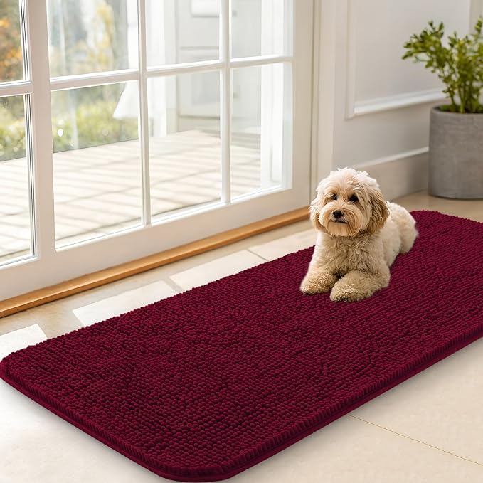 OLANLY Dog Door Mat for Muddy Paws 47x20, Super Absorbent Chenille Mud Mat | by OLANLY