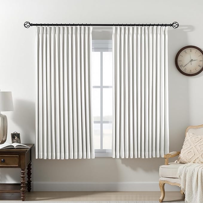 Pinch Pleated Linen Curtains 100% Blackout 63 Inches Long by AUSSPVOCT