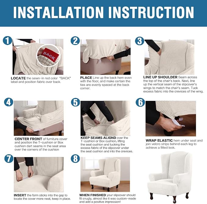 H.VERSAILTEX Wing Chair Slipcover Chair Covers - Image 6