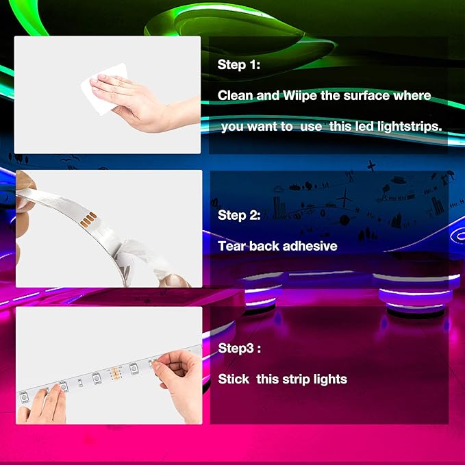 DAYBETTER Led Lights for Bedroom 100 ft, Led Strip Lights with Remote 44 Keys, 24 V Power Supply, Color Changing Led Light for Room Decor