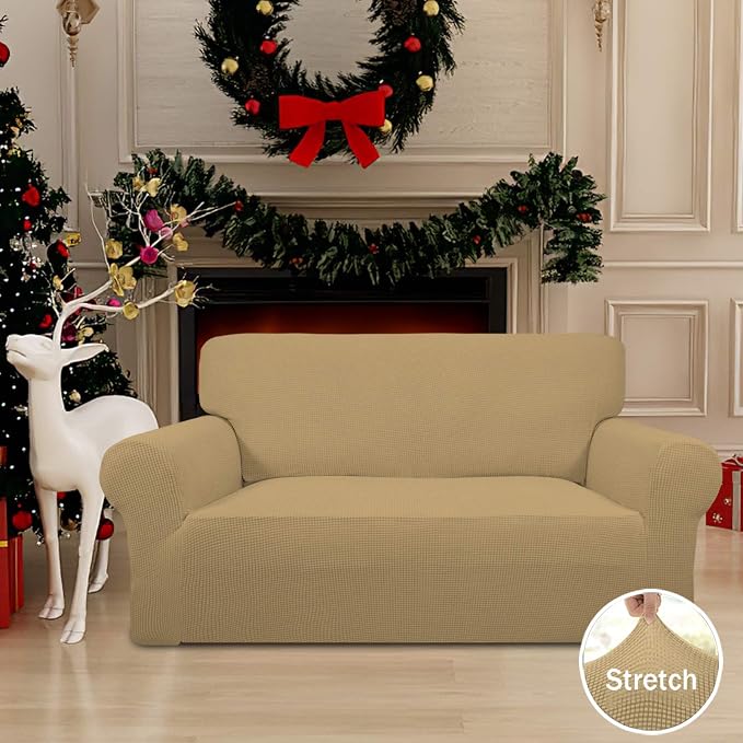 Easy-Going Stretch Loveseat Couch Covers Washable Golden | 1-Piece Loveseat - Image 2