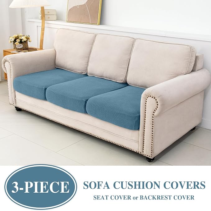 LA MEACK Couch Cushion Covers Seat Cushion Cover Stretch Couch Cover Separate - Image 2