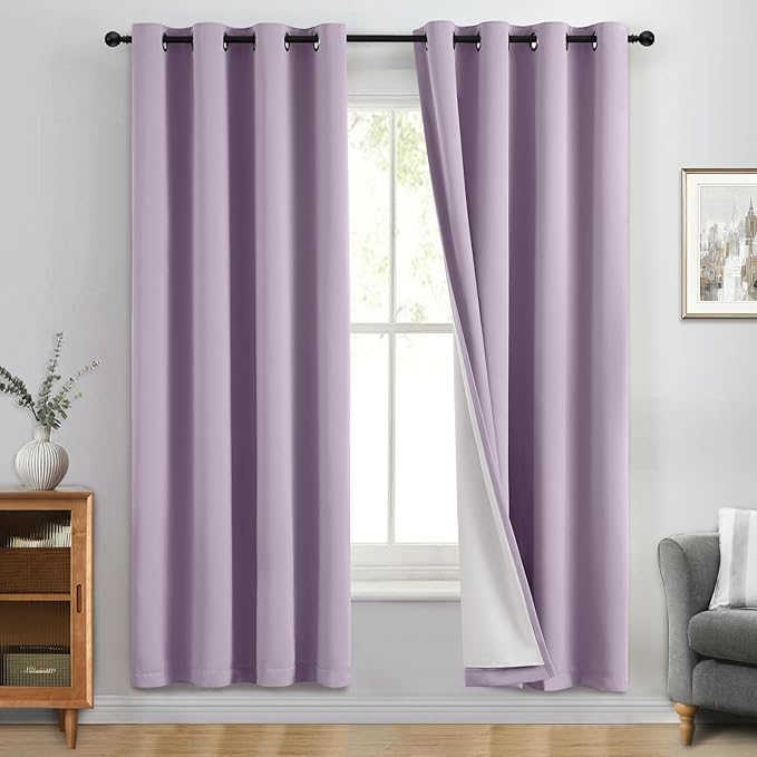 Yakamok Lilac 100% Blackout Curtains 72 Inches Long by Yakamok