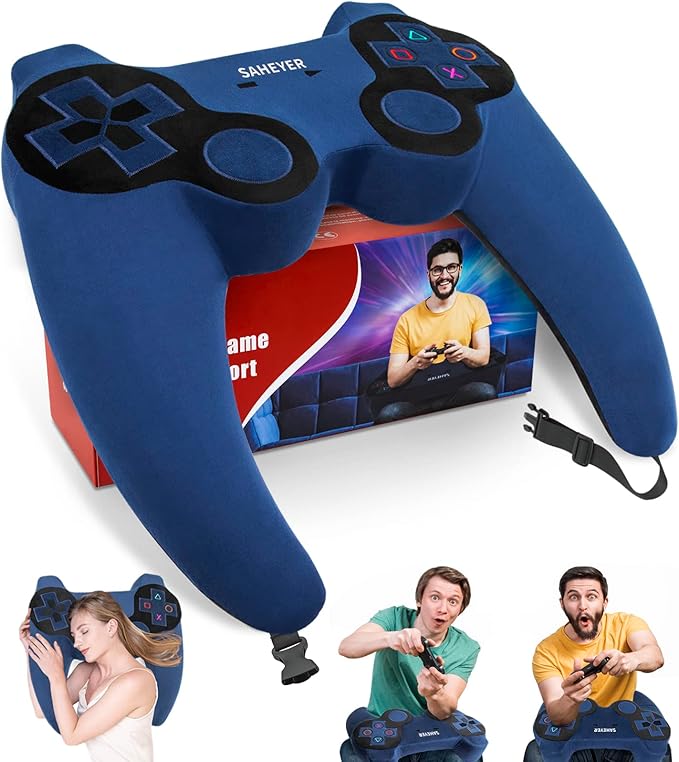 SAHEYER Gaming Pillow for Reading, Extra Large Arm Rest Pillow for Adult, Memory Foam Bed Rest Pillow for Elbow Pain Relief -Teen Boyfriend Gamer/Sofa Couch/Computer Chair/Play Station/Working, Blue
