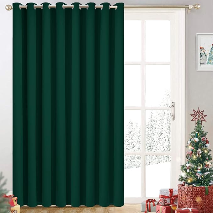 Yakamok Dark Green Room Darkening Curtains 84 inch Sliding Door Drapes | 1 by Yakamok