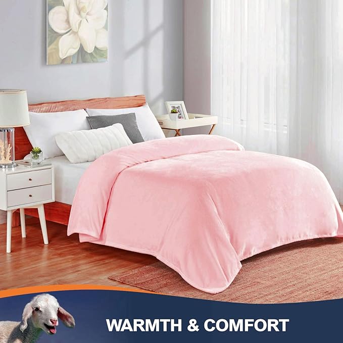 Walensee Fleece Blanket Plush Throw Fuzzy Lightweight (Twin Size 60x80 Pink) Super Soft Microfiber Flannel Blankets for Couch, Bed, Sofa Ultra Luxurious Warm and Cozy for All Seasons
