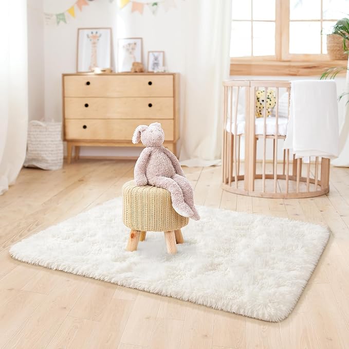 LOCHAS 2x4 Runner Rugs for Hallway, Fluffy Area Rugs for Bedroom, Cream | Ultra - Image 3