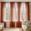 MIULEE 4 Panels Fall Burnt Orange Sheer Curtains 54 x 72 Inches | Light by MIULEE