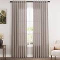 Brownish Grey Linen Curtains for Living Room 86 Inches Long Back Tab Light by Nanspring