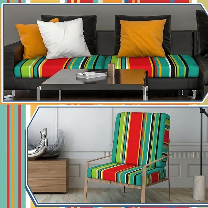 Geyoga 8 Pcs Patio Stretch Sofa Cushion Covers Outdoor Cushion Covers - Image 7