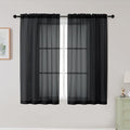 Black Sheer Curtains for Bedroom Living Room 45 Inch Length 2 Panels, Soft Airy by WelvetBLK