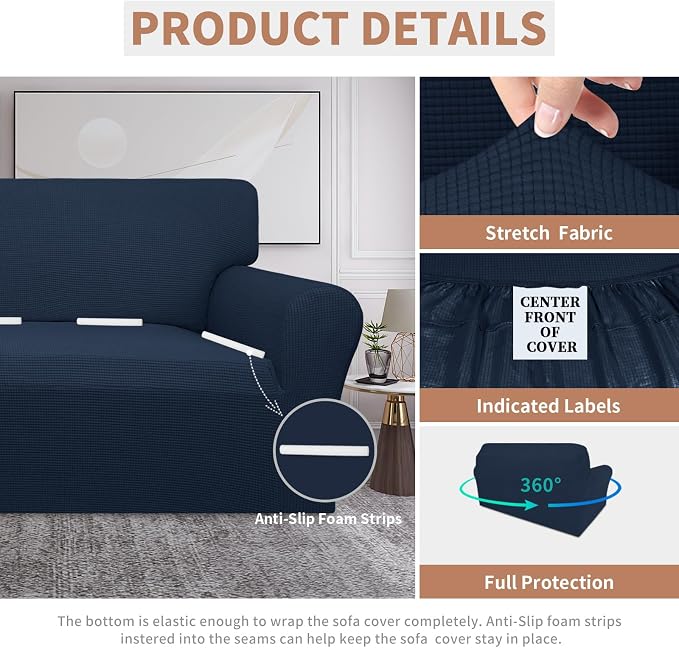 Easy-Going 100% Waterproof Loveseat Couch Cover Stretch Jacquard Sofa Cover | - Image 4