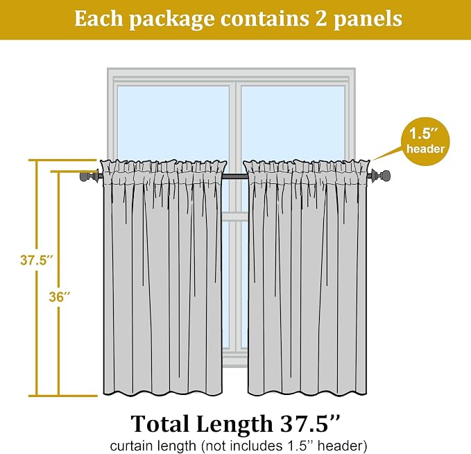 Short White Sheer Curtains 36 Inches 2 Panels Set - Image 4
