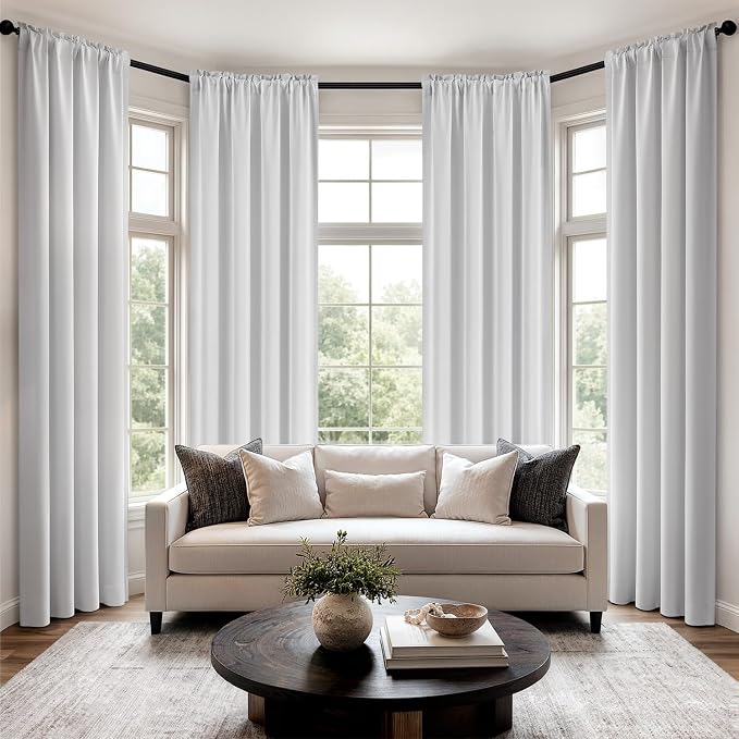 MIULEE 84 Inch Length Greyish White Blackout Bedroom Curtains Set of 4 | by MIULEE