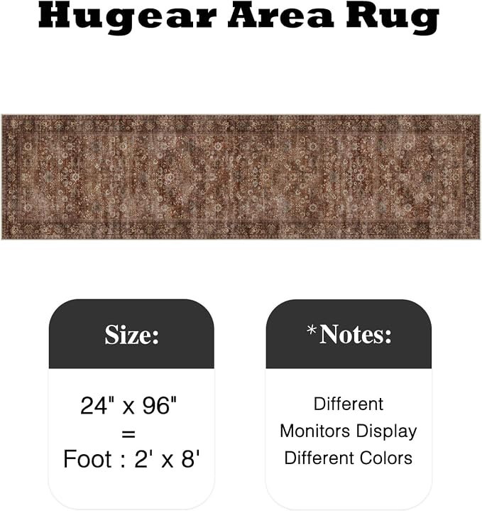 2x8 Brick Red Vintage Floral Washable Runner Rug - Image 2