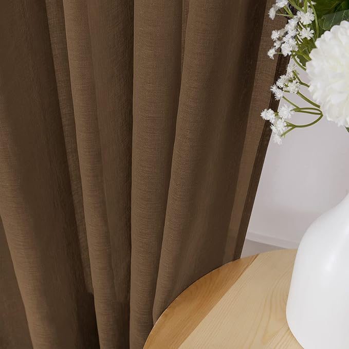 Tollpiz Short Sheer Curtains Living Room Linen Textured Curtain Sheers Light - Image 3