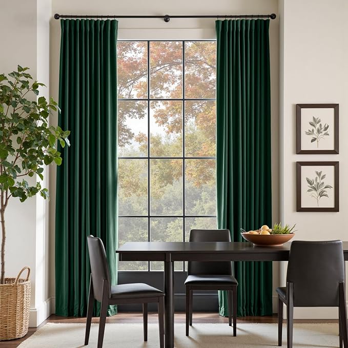 Lazzzy Velvet Blackout Curtains Thermal Insulated Room Window Drapes Super Soft Luxury Curtains for Living Room Bedroom Rod Pocket 2 Panels, Emerald Green, 42" W x 90" L