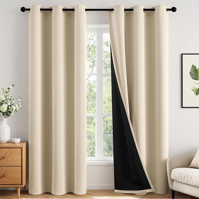 MIULEE Cream Beige 100% Blackout Curtains by MIULEE