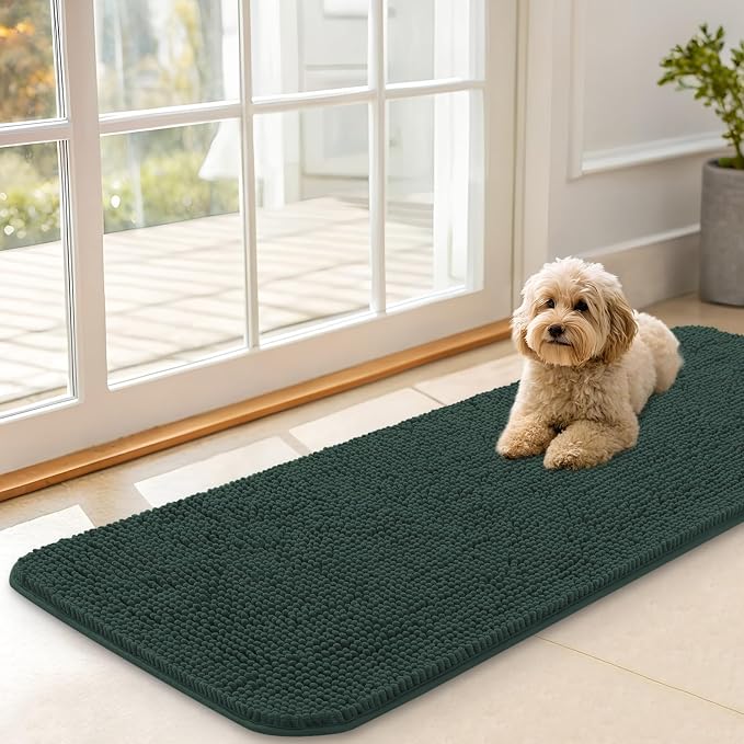 OLANLY Dog Door Mat for Muddy Paws 47x17, Super Absorbent Chenille Mud Mat | by OLANLY